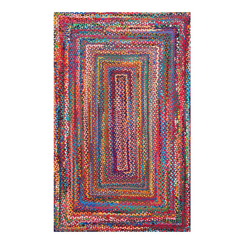 nuLOOM Nomad Tammara Striped Braided Rug, Multicolor, 10Ft Sq
