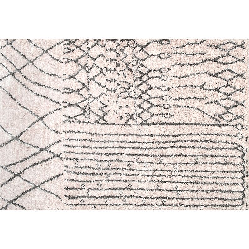 nuLOOM New Berber Nohemi Moroccan Geometric Shag Rug, Lt Beige, 4X6 Ft