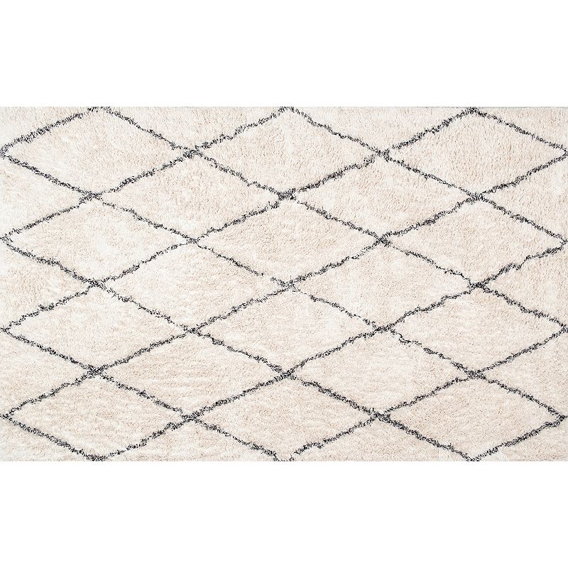 nuLOOM Eskimo Sheba Diamond Lattice Shag Rug, Natural, 5X8 Ft