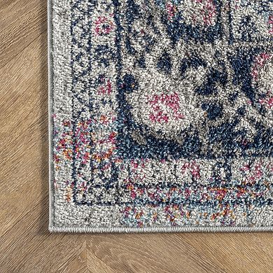 nuLOOM Bodrum Raylene Vintage Persian Framed Floral Rug 