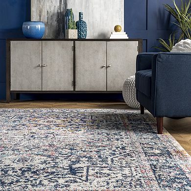 nuLOOM Bodrum Raylene Vintage Persian Framed Floral Rug