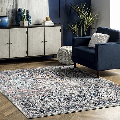 nuLOOM Bodrum Raylene Vintage Persian Framed Floral Rug