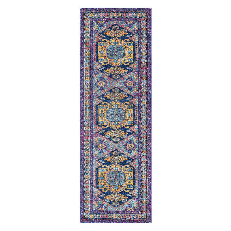 nuLOOM Bodrum Delena Persian Framed Floral Rug, Multi, 2.5X8 Ft