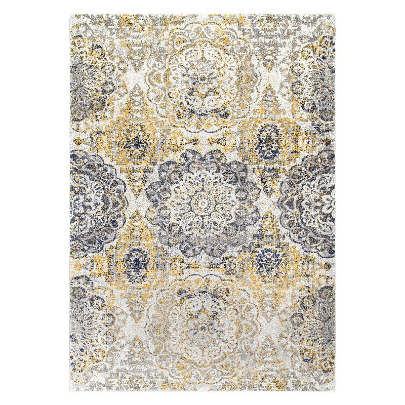 nuLOOM Bodrum Lita Faded Damask Rug, Gold, 2.5X8 Ft