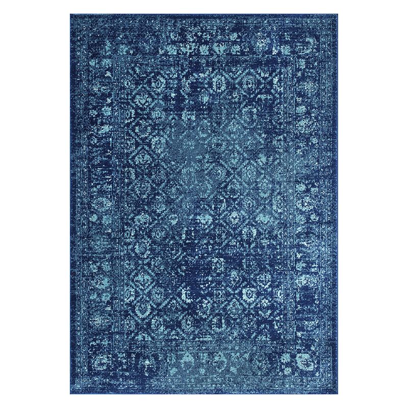 nuLOOM Bodrum Herminia Vintage Framed Trellis Rug, Blue, 8X10 Ft