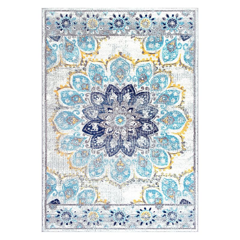 nuLOOM Bodrum Kiyoko Vintage Floral Rug, Blue, 8X10 Ft