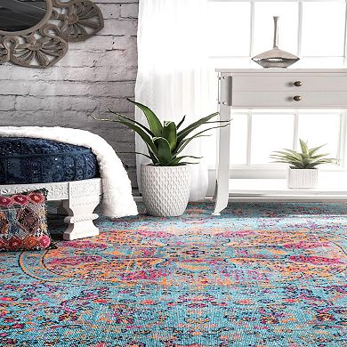 nuLOOM Stone Washed Mandala Celina Floral Rug