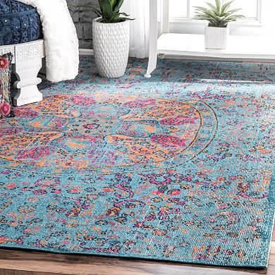 nuLOOM Stone Washed Mandala Celina Floral Rug