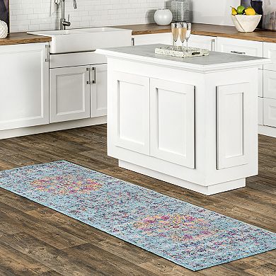 nuLOOM Stone Washed Mandala Celina Floral Rug