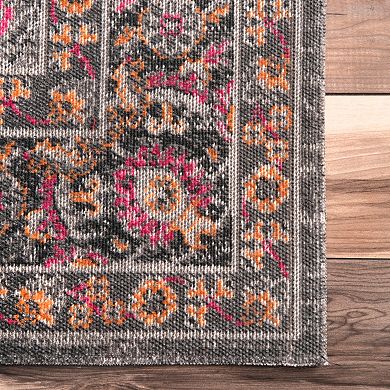 nuLOOM Stone Washed Isela Vintage Persian Framed Floral Rug