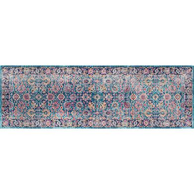 nuLOOM Stone Washed Isela Vintage Persian Framed Floral Rug