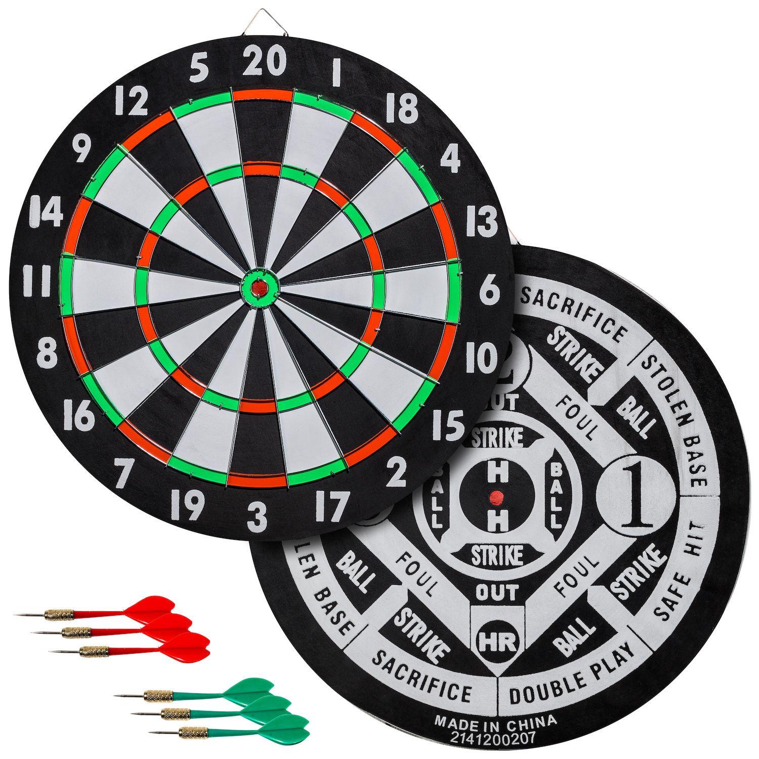 FULL SIZE 18INCH DART BOARD CHAMPION QUALITY BRISTLE LOOK DARTBOARD WITH 6  DARTS