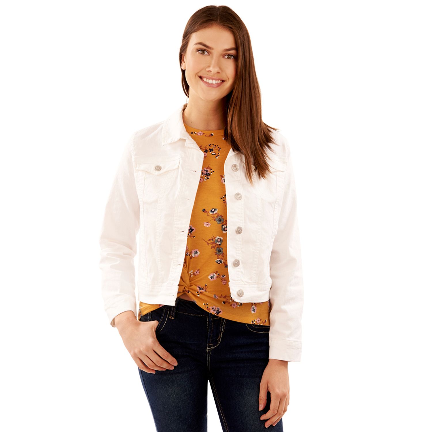 juniors white jean jacket