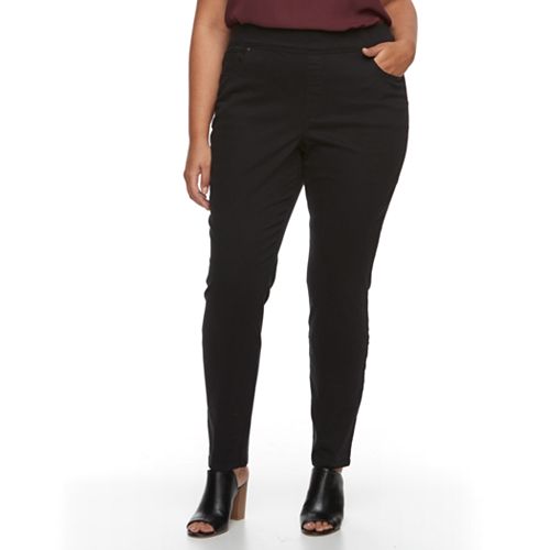 high rise pull on jeans