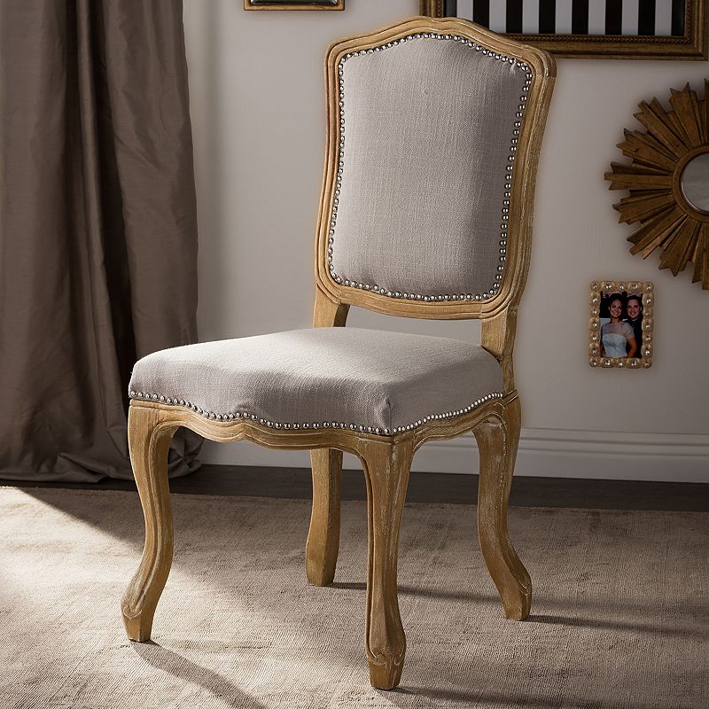 Baxton Studio French Farmhouse Dining Chair, Med Beige