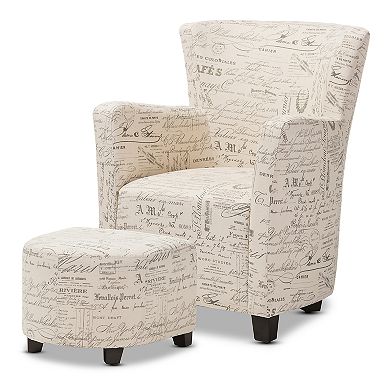 Baxton Studio Benson Script Arm Chair & Ottoman 2-piece Set 
