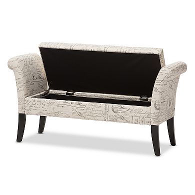 Baxton Studio Avignon Script Storage Bench