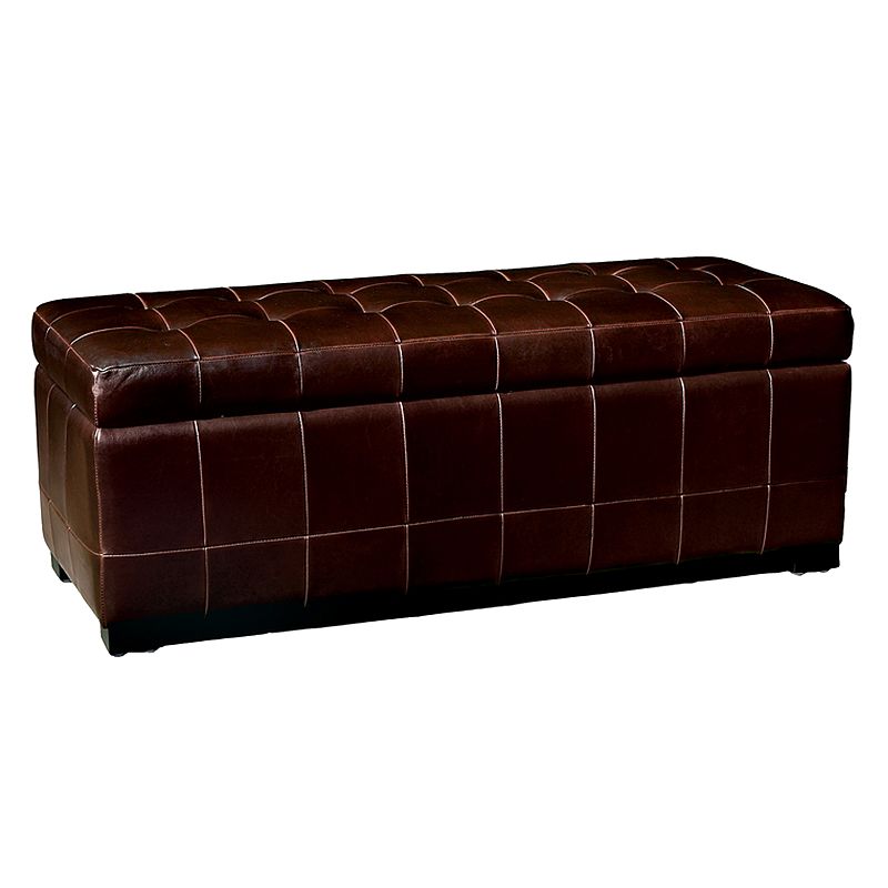 Baxton Studio Contemporary Faux-Leather Storage Bench, Dark Brown