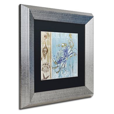 Trademark Fine Art Blue Crab I Silver Finish Framed Wall Art