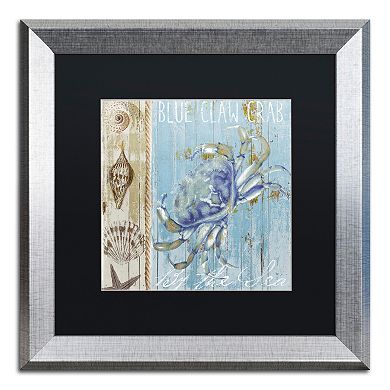 Trademark Fine Art Blue Crab I Silver Finish Framed Wall Art