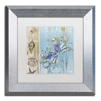 Trademark Fine Art Blue Crab I Silver Finish Framed Wall Art