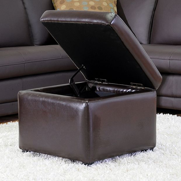 Baxton Studio Dark Brown Faux Leather Storage Ottoman