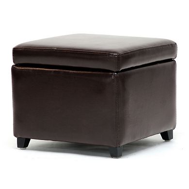 Baxton Studio Dark Brown Faux-Leather Storage Ottoman