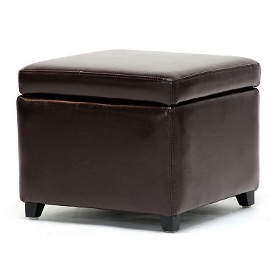 Baxton Studio Dark Brown Faux-Leather Storage Ottoman 