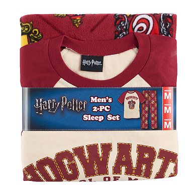 Men's Harry Potter Gryffindor Crest Raglan Tee & Microfleece Lounge Pants Set