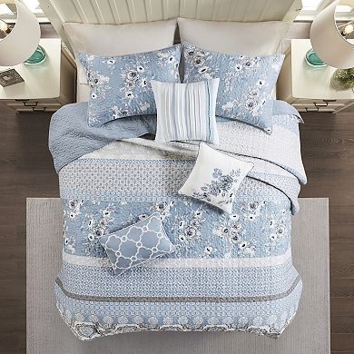 Madison Park 6-piece Felicity Quilt Set with Shams and Decorative Pillows