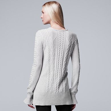 Women's Simply Vera Vera Wang Cable Knit V-Neck Sweater