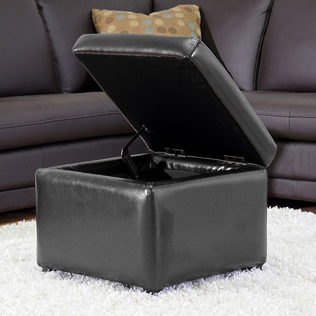 Baxton Studio Black Faux Leather Storage Ottoman