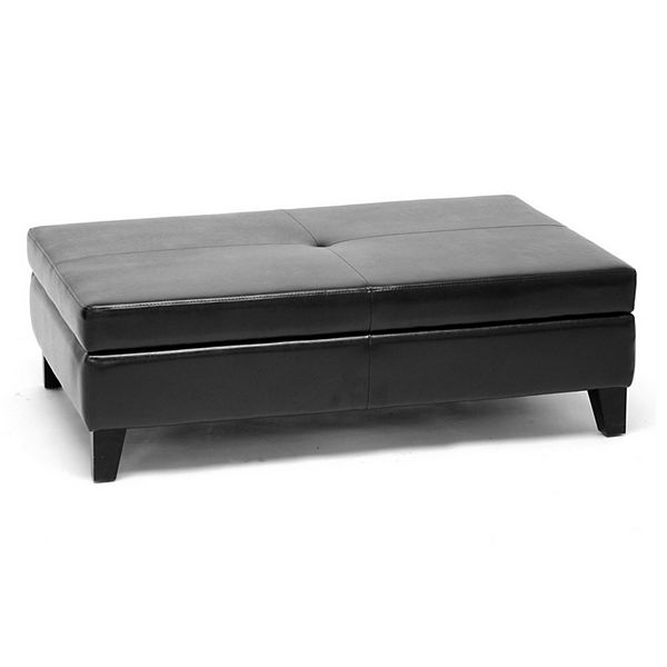 Baxton Studio Faux Leather Coffee Table, Black Leather Ottoman Coffee Table