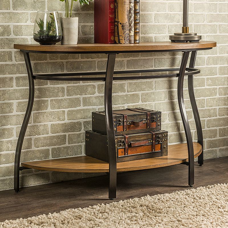 Baxton Studio Newcastle Industrial Console Table, Med Brown