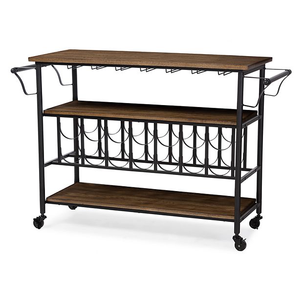 Baxton Studio Bradford Industrial Wine Bar Cart