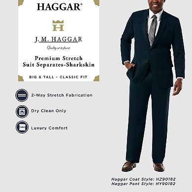 Big & Tall J.M. Haggar Premium Classic-Fit Sharkskin Stretch Flat-Front Suit Pants