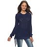 Juniors' SO® Lace-Up Tunic Sweater