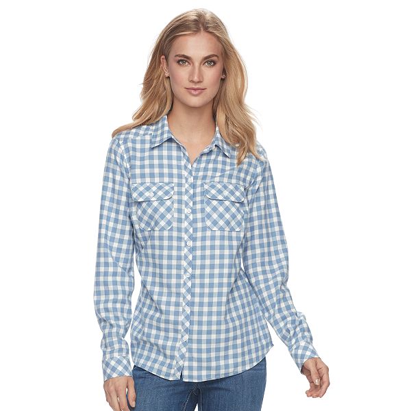 Women's Croft & Barrow® Flannel Plaid Button-Down Shirt