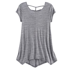 Girls 7-16 & Plus Size SO® Space-Dyed Cageback Handkerchief Hem Legging Tee