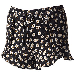 Juniors' Joe B Crepe Ruffle Trim Shortie Shorts