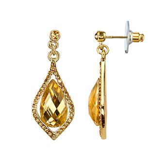 1928 Faceted Stone Caged Teardrop Earrings