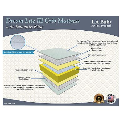 LA Baby Dream Lite III Crib Mattress with Seamless Edge