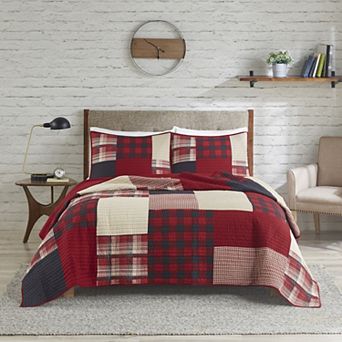 Woolrich 3 pc Sunset Oversized Plaid Cotton Quilt Set with Shams