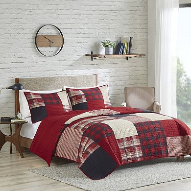 Woolrich 3-piece Sunset Oversized Plaid Quilt Set with Shams