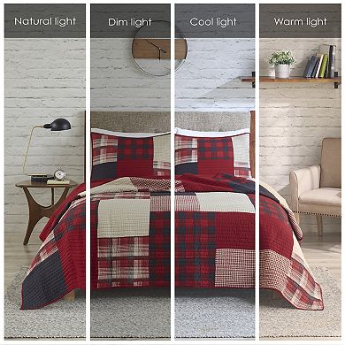 Woolrich 3-piece Sunset Oversized Plaid Quilt Set with Shams