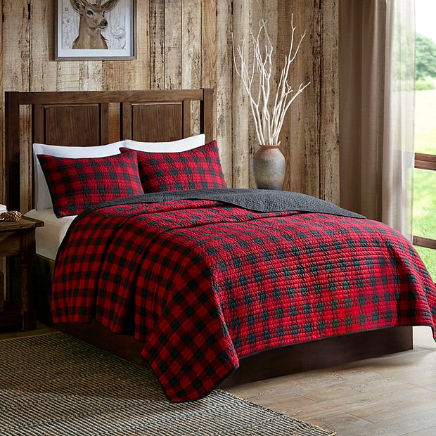 Woolrich 3 piece Buffalo Check Cotton Quilt Set with Shams