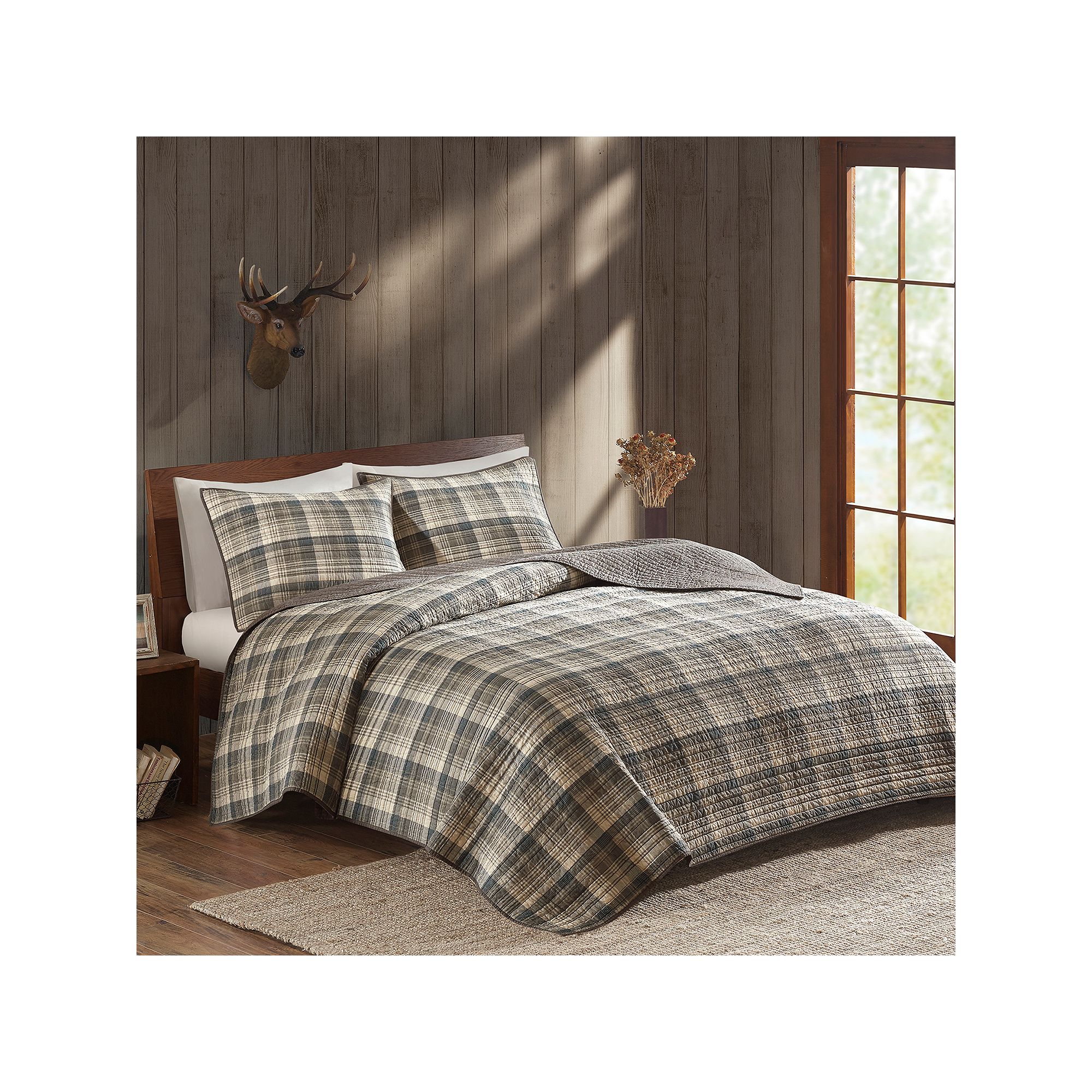 Woolrich 3-piece Tasha Plaid Cotton Quilt Set with Shams