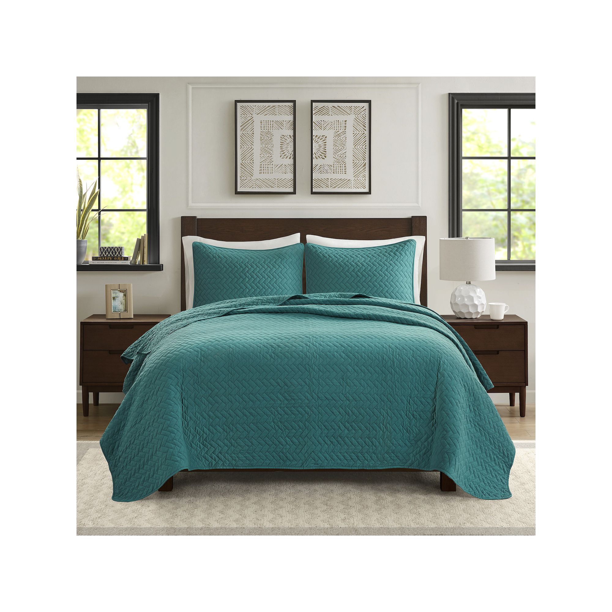 Madison Park Velvet Touch 3-Piece Quilt Set with Shams, Blue
