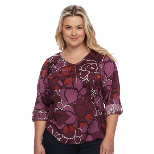 Plus Size Apt. 9® Satin 1/4-Zip Top