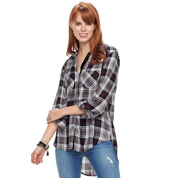 Women's Rock & Republic® Button Front Plaid Shirt